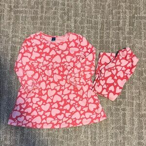 Old Navy Valentine’s Day Heart Dress Legging Set 3T Pink Red